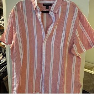 Banana Republic Red and White Striped Casual Shirt